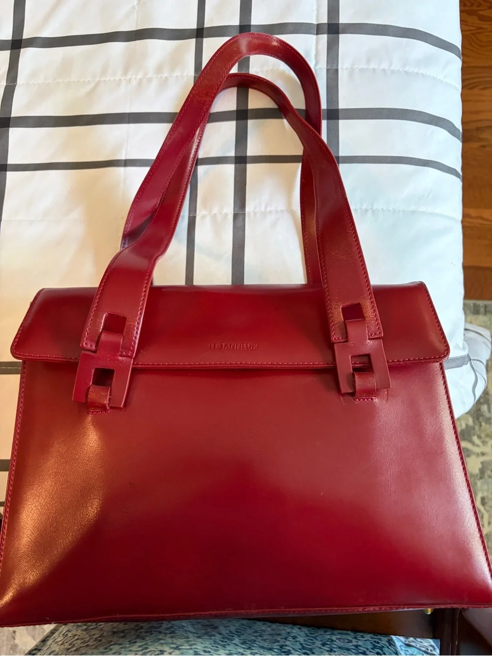 Le Tanneur Leather Handbag in Dark Red - Picture 1 of 15
